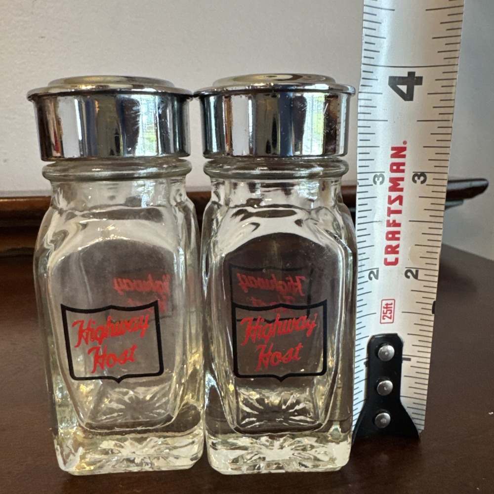 4" Highway Host Restaurant Square Clear Heavy Glass Vintage Pepper Shaker 70's
